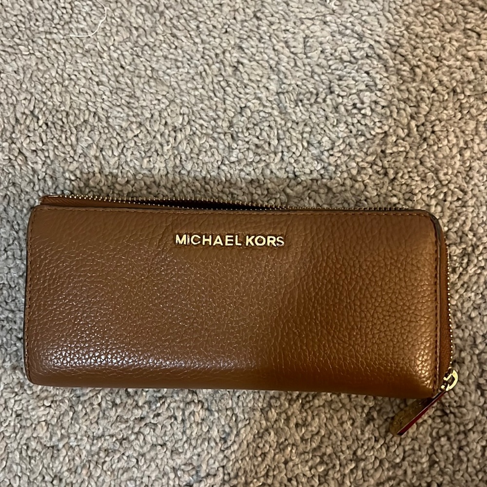 Brown MK zip up wallet